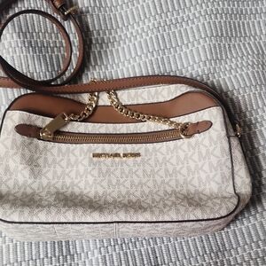 Michael Kors Beige and Brown Crossbody Bag